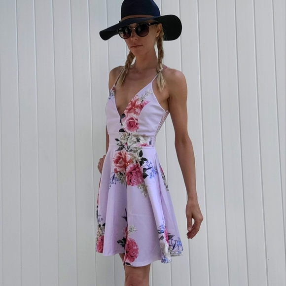 Lilac Sundress w/Lace+Zip Back - Picture 5 of 5